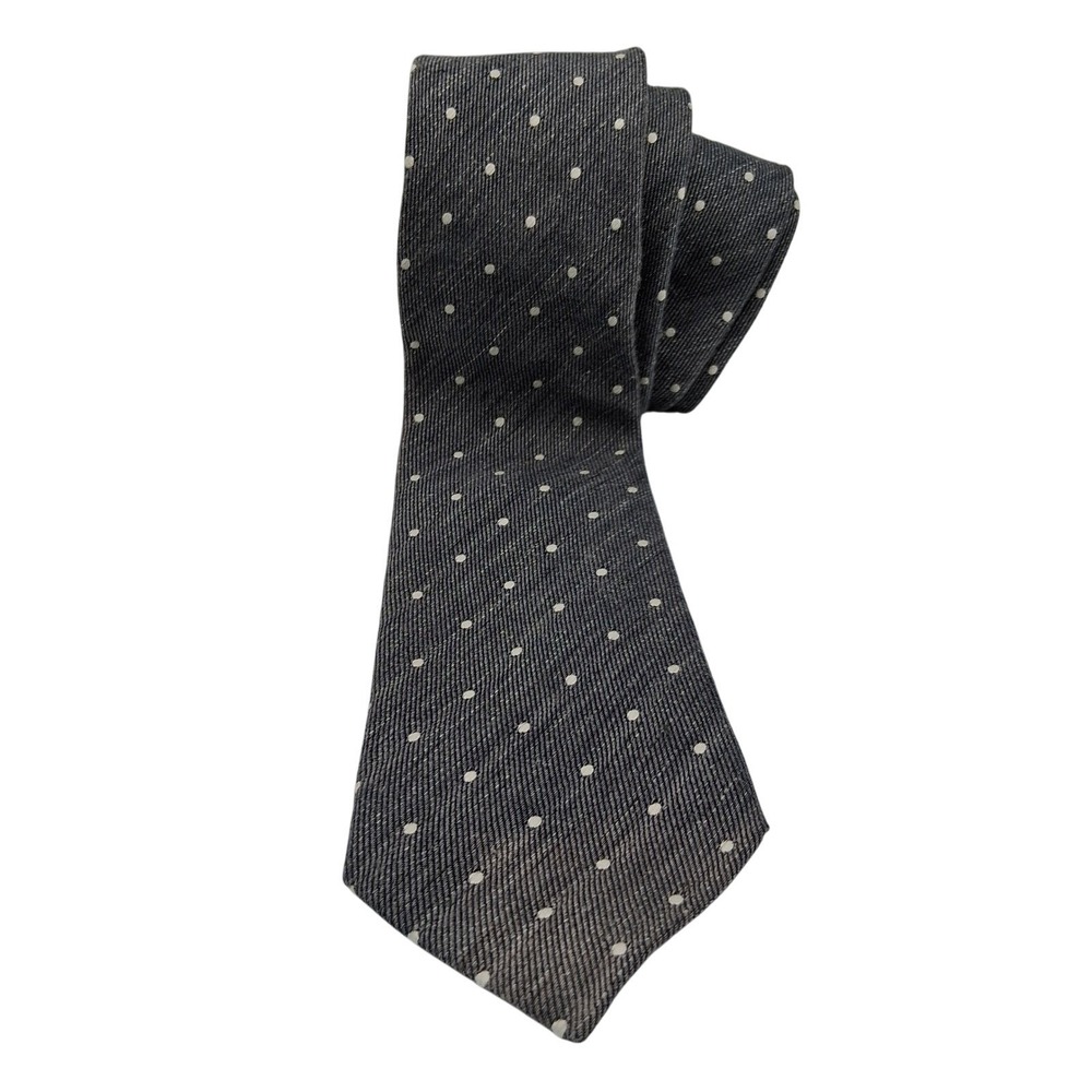 John Varvatos USA‎ Cotton and Linen Blend Gray Polka Dot Tie